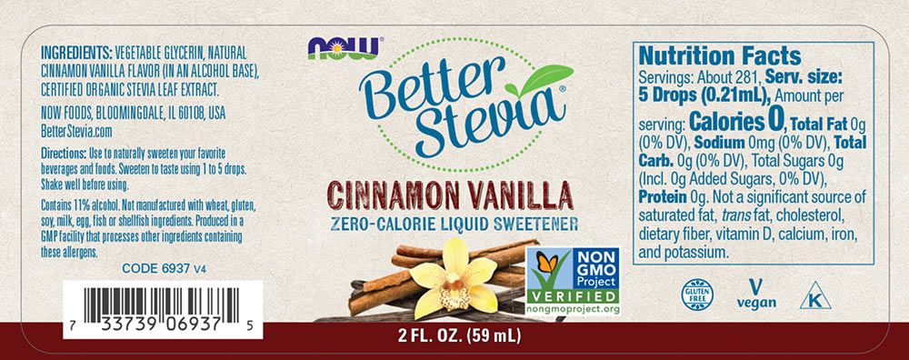 NOW - BETTERSTEVIA LIQUID - FOLYÉKONY ÉDESÍTŐSZER - FAHÉJAS VANÍLIA - 59 ML NOW - BETTERSTEVIA LIQUID - FOLYÉKONY ÉDESÍTŐSZER - FAHÉJAS VANÍLIA - 59 ML