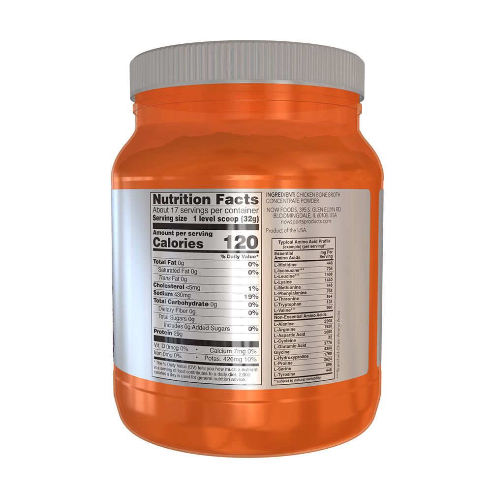 NOW - BONE BROTH, CHICKEN POWDER - CSIRKECSONT FEHÉRJE - 544 G NOW - BONE BROTH, CHICKEN POWDER - CSIRKECSONT FEHÉRJE - 544 G