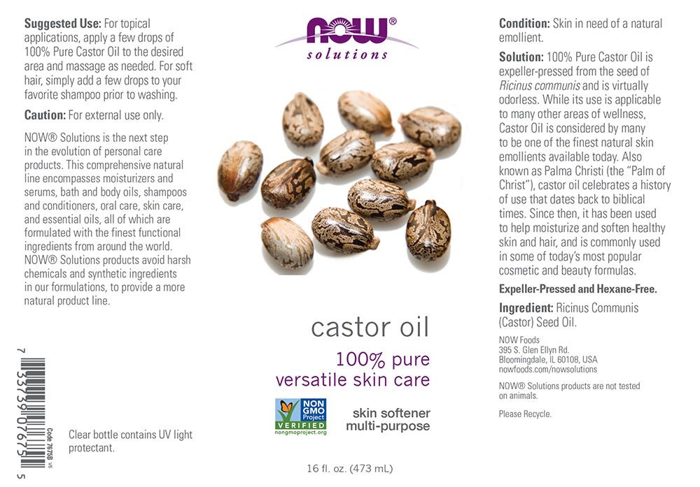 NOW - CASTOR OIL - RICINUSOLAJ - 473 ML NOW - CASTOR OIL - RICINUSOLAJ - 473 ML