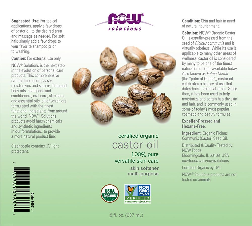 NOW - CASTOR OIL ORGANIC - TERMÉSZETES RICINUSOLAJ - 237 ML NOW - CASTOR OIL ORGANIC - TERMÉSZETES RICINUSOLAJ - 237 ML