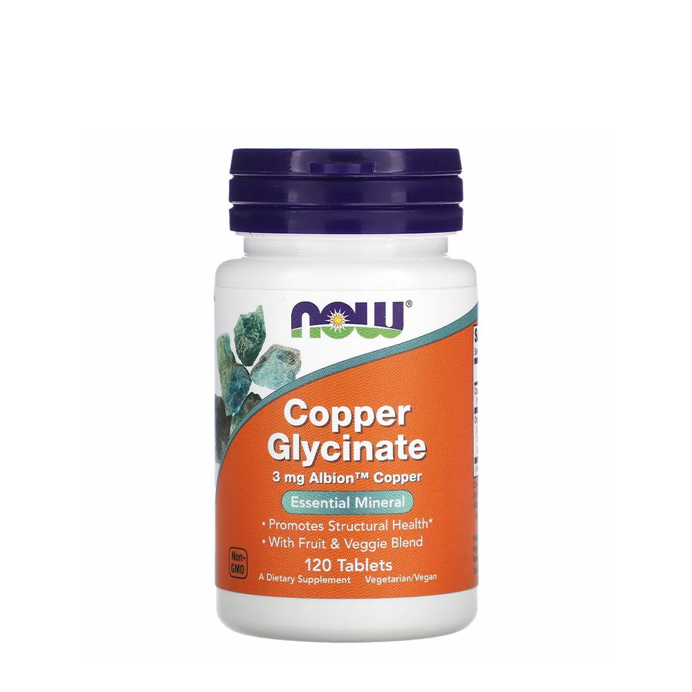 NOW - COPPER GLYCINATE 3 MG - 120 TABLETTA NOW - COPPER GLYCINATE 3 MG - 120 TABLETTA