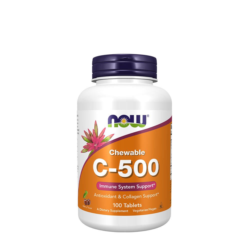 NOW - C-VITAMIN 500 MG RÁGÓTABLETTA - VITAMIN C-500 CHEWABLE - CSERESZNYE ÉS BOGYÓS GYÜMÖLCS - 100 TABLETTA