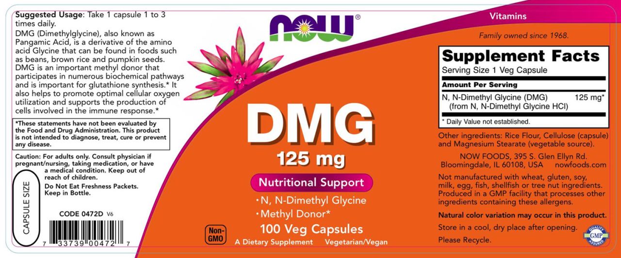 NOW - PANGÁMSAV - DMG 125 MG - DIMETHYLGLYCINE - 100 KAPSZULA NOW - PANGÁMSAV - DMG 125 MG - DIMETHYLGLYCINE - 100 KAPSZULA