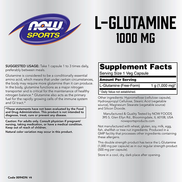 NOW - EXTRA ERŐS L-GLUTAMIN 1000 MG - 120 KAPSZULA NOW - EXTRA ERŐS L-GLUTAMIN 1000 MG - 120 KAPSZULA