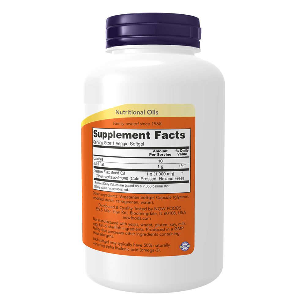 NOW - LENOLAJ 1000 MG - FLAX OIL VEGAN FORMULA - 120 KAPSZULA