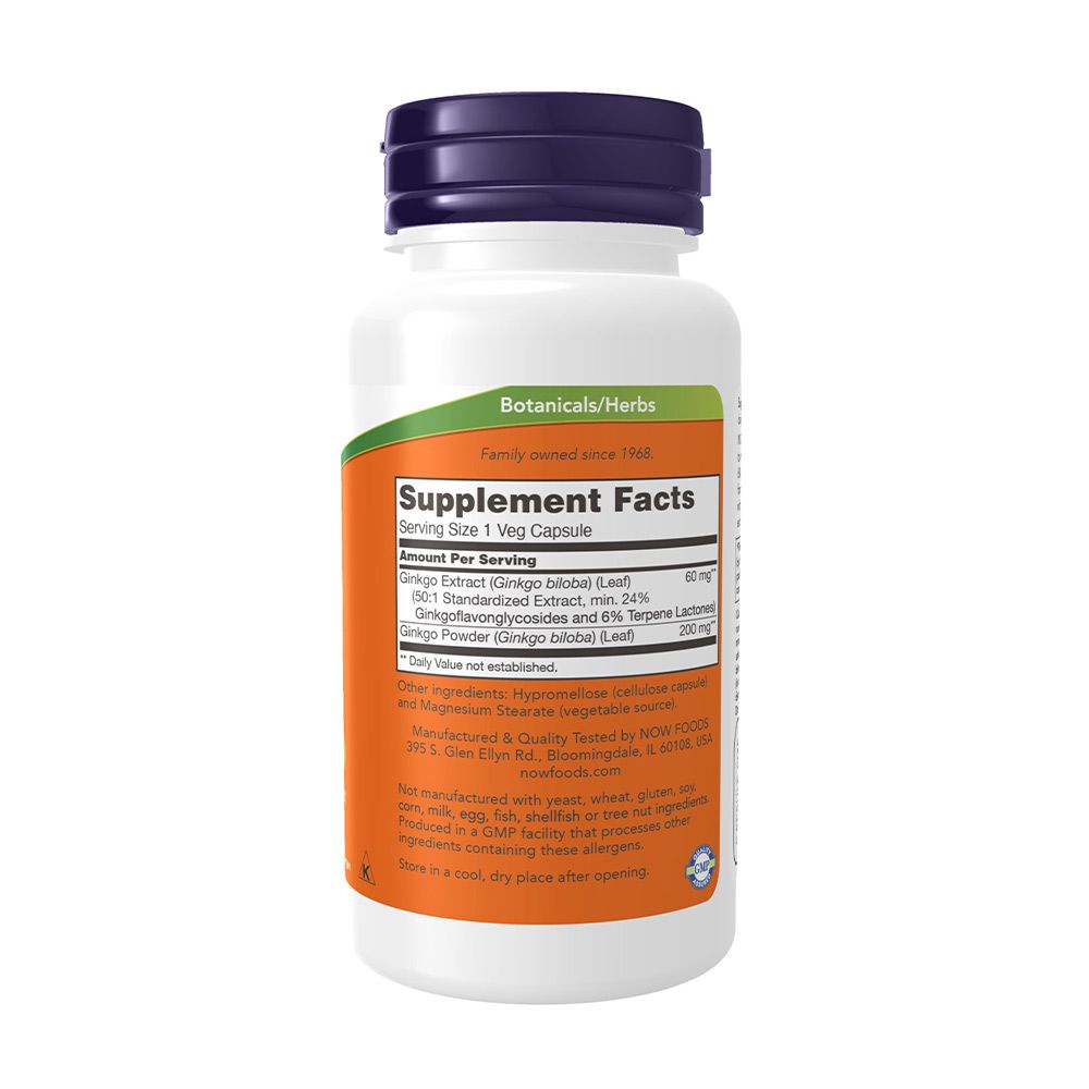 NOW - PÁFRÁNYFENYŐ KIVONAT 60 MG - GINKGO BILOBA - 60 KAPSZULA
