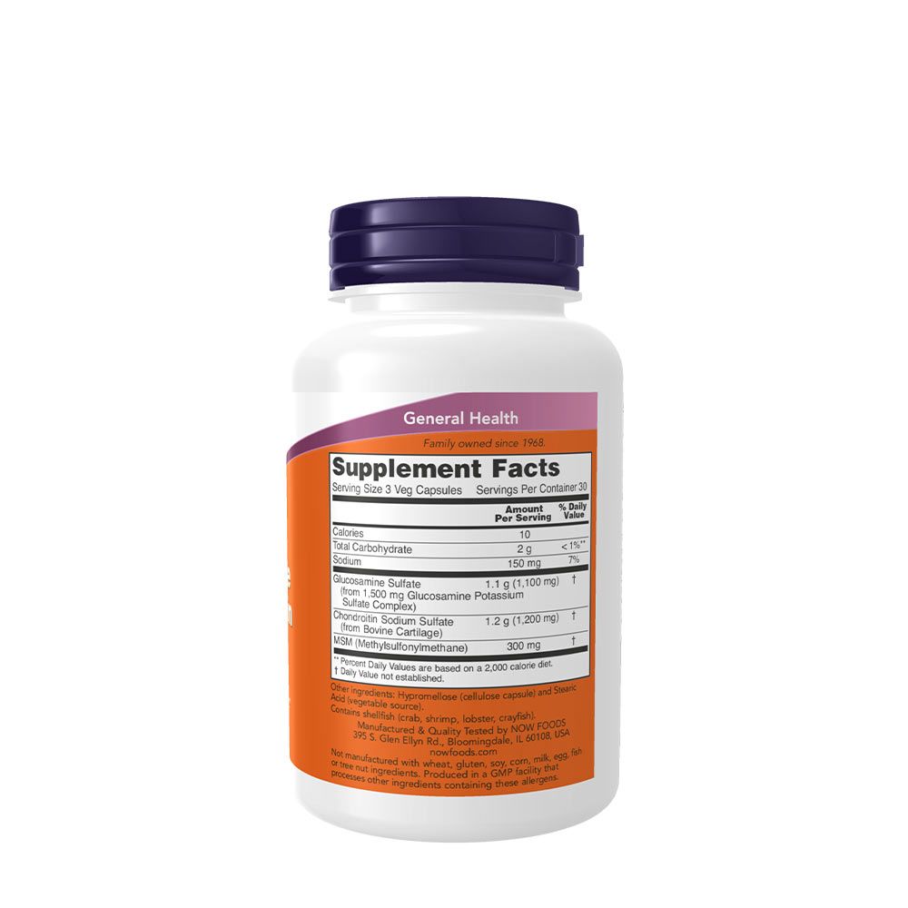 NOW - GLÜKÓZAMIN, KONDROITIN ÉS MSM ÍZÜLETVÉDŐ - GLUCOSAMINE & CHONDROITIN WITH MSM - 90 KAPSZULA NOW - GLÜKÓZAMIN, KONDROITIN ÉS MSM ÍZÜLETVÉDŐ - GLUCOSAMINE & CHONDROITIN WITH MSM - 90 KAPSZULA