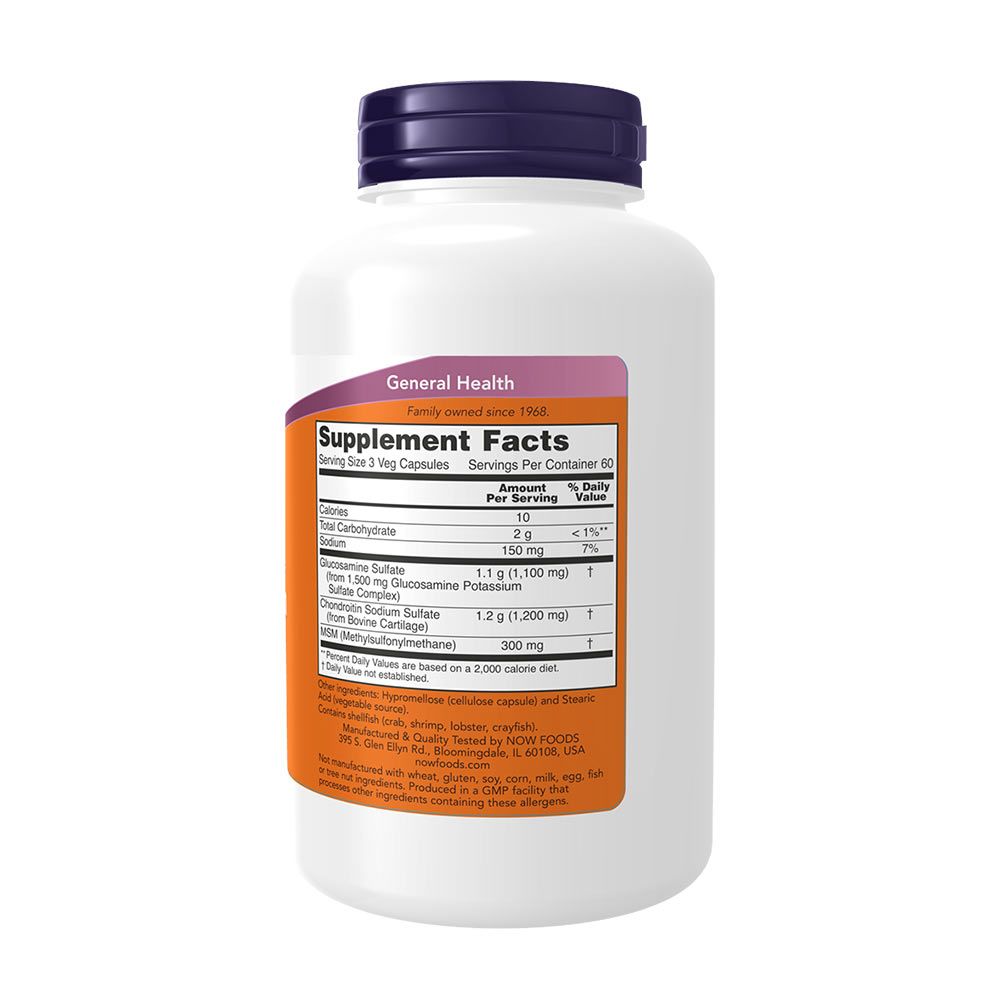 NOW - GLÜKÓZAMIN, KONDROITIN ÉS MSM ÍZÜLETVÉDŐ - GLUCOSAMINE & CHONDROITIN WITH MSM - 180 KAPSZULA NOW - GLÜKÓZAMIN, KONDROITIN ÉS MSM ÍZÜLETVÉDŐ - GLUCOSAMINE & CHONDROITIN WITH MSM - 180 KAPSZULA