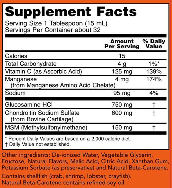NOW - GLÜKÓZAMIN, KONDROITIN ÉS MSM ÍZÜLETVÉDŐ FOLYADÉK - LIQUID GLUCOSAMINE & CHONDROITIN WITH MSM - 473 ML NOW - GLÜKÓZAMIN, KONDROITIN ÉS MSM ÍZÜLETVÉDŐ FOLYADÉK - LIQUID GLUCOSAMINE & CHONDROITIN WITH MSM - 473 ML