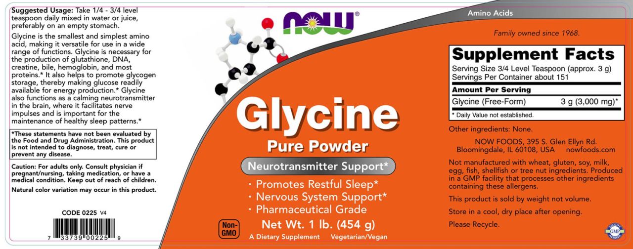 NOW - GLYCINE PURE - TISZTA GLICIN POR - 454 G NOW - GLYCINE PURE - TISZTA GLICIN POR - 454 G