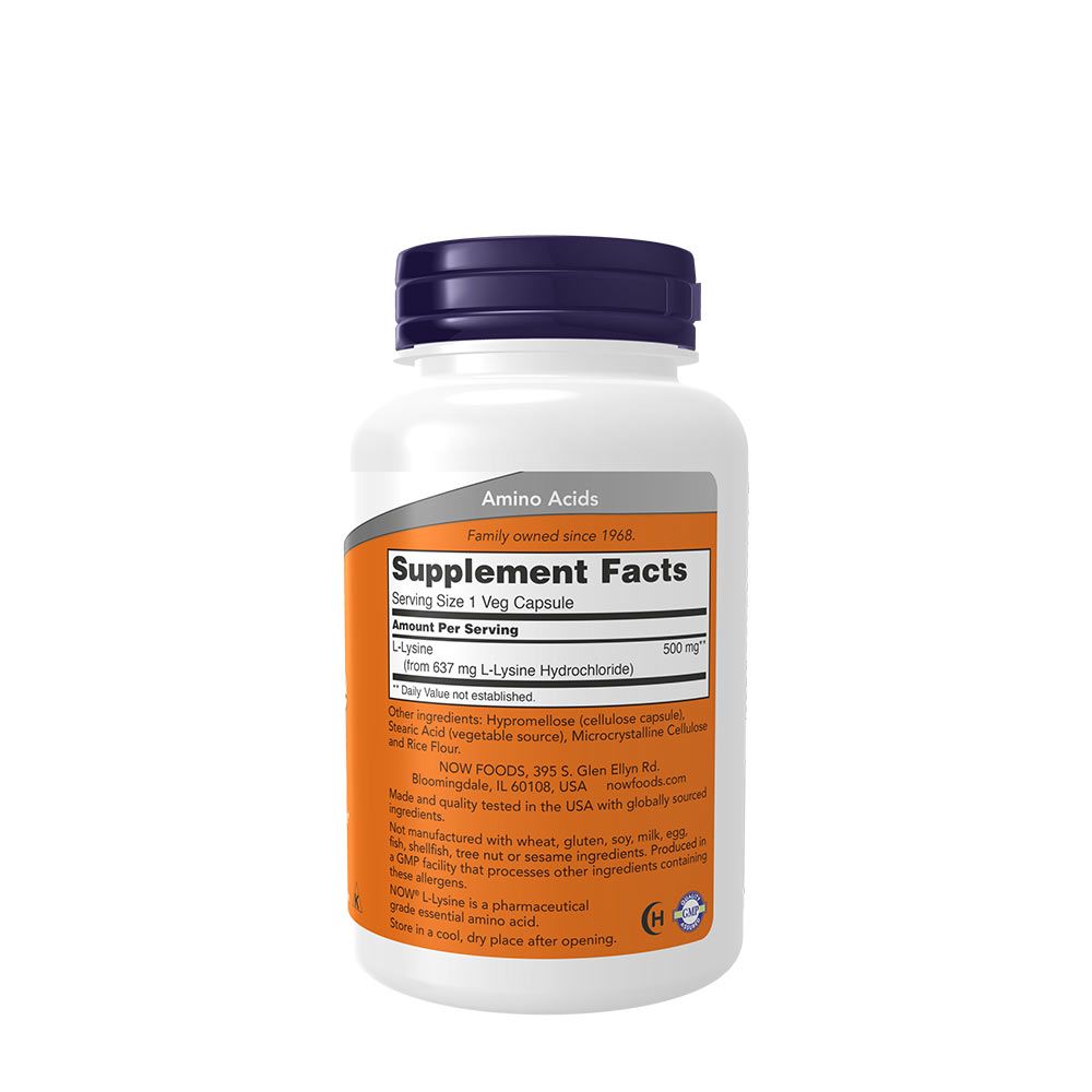 NOW - L-LIZIN 500 MG - L-LYSINE - 100 KAPSZULA NOW - L-LIZIN 500 MG - L-LYSINE - 100 KAPSZULA