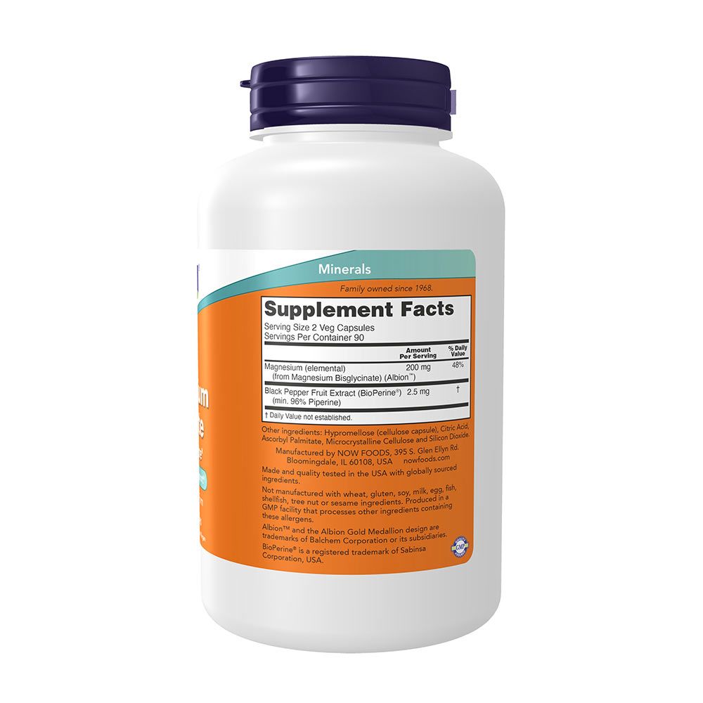 NOW - MAGNÉZIUM GLICINÁT BIOPERINNEL - MAGNESIUM GLYCINATE WITH BIOPERINE - 180 KAPSZULA NOW - MAGNÉZIUM GLICINÁT BIOPERINNEL - MAGNESIUM GLYCINATE WITH BIOPERINE - 180 KAPSZULA