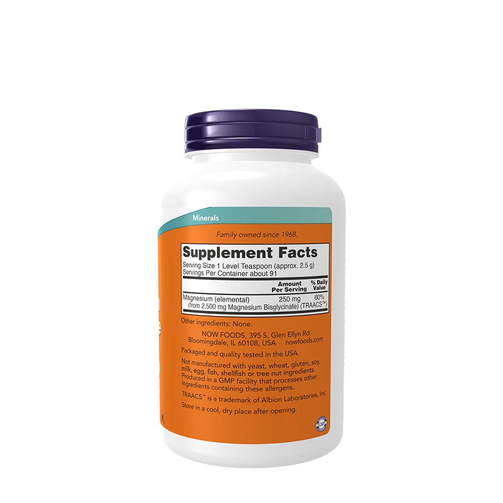 NOW - MAGNÉZIUM-BISZGLICINÁT POR - MAGNESIUM BISGLYCINATE POWDER - 8 OZ. - 236 ML NOW - MAGNÉZIUM-BISZGLICINÁT POR - MAGNESIUM BISGLYCINATE POWDER - 8 OZ. - 236 ML