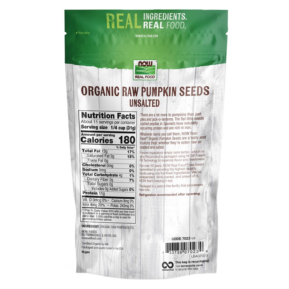 NOW - ORGANIC PUMPKIN SEEDS - 340 G NOW - ORGANIC PUMPKIN SEEDS - 340 G