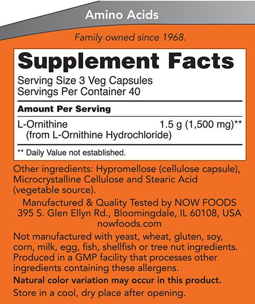 NOW - ORNITIN 500 MG KAPSZULA - L-ORNITHINE - 120 KAPSZULA NOW - ORNITIN 500 MG KAPSZULA - L-ORNITHINE - 120 KAPSZULA