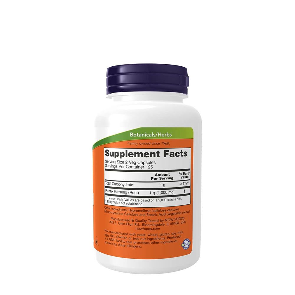 NOW - PANAX GINSENG 500 MG - 250 KAPSZULA NOW - PANAX GINSENG 500 MG - 250 KAPSZULA