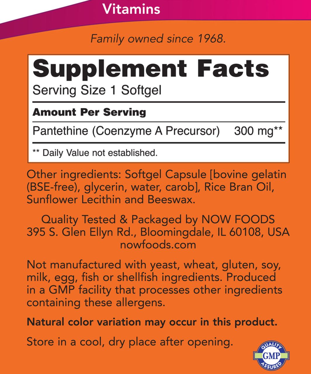 NOW - PANTETHINE 300 MG - 60 KAPSZULA NOW - PANTETHINE 300 MG - 60 KAPSZULA