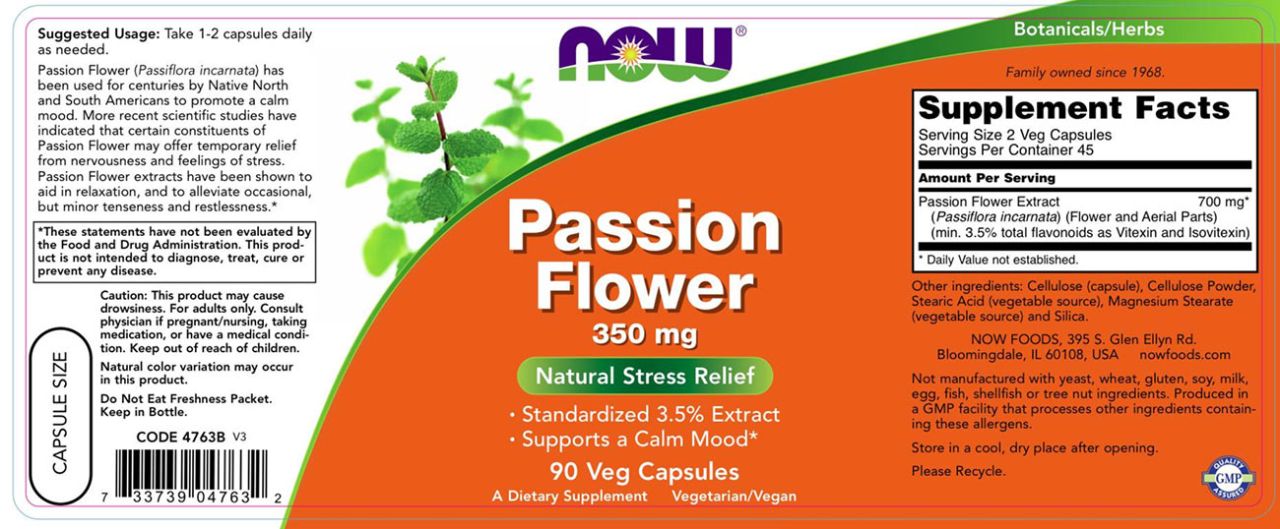 NOW - PASSION FLOWER 350 MG - GOLGOTAVIRÁG KIVONAT - 90 KAPSZULA NOW - PASSION FLOWER 350 MG - GOLGOTAVIRÁG KIVONAT - 90 KAPSZULA