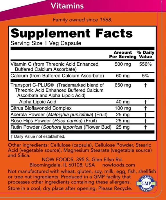 NOW - PUFFERÁLT, BIOAKTÍV ALPHASORB-C - C-VITAMIN 500 MG - 180 KAPSZULA NOW - PUFFERÁLT, BIOAKTÍV ALPHASORB-C - C-VITAMIN 500 MG - 180 KAPSZULA