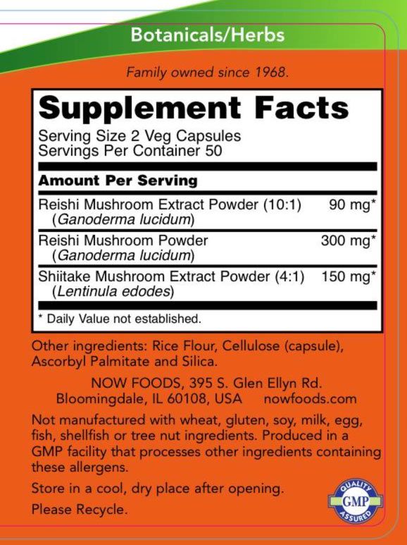 NOW - REISHI GOMBA 270 MG - 100 KAPSZULA