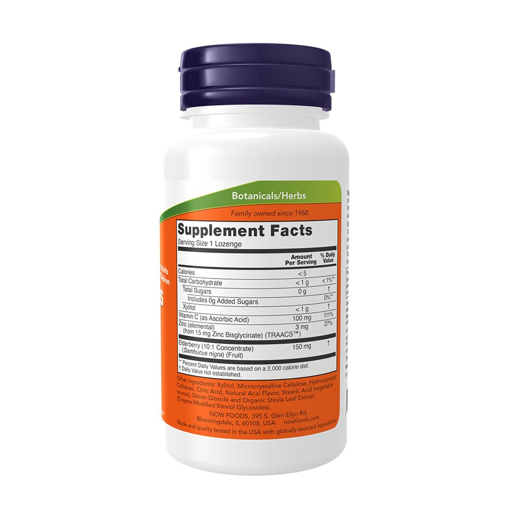 NOW - SAMBUCUS ZINC-C - BODZA KONCENTRÁTUM - 60 TABLETTA