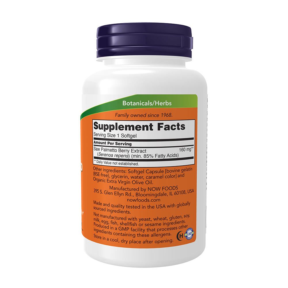 NOW - SAW PALMETTO EXTRACT - FŰRÉSZPÁLMA KIVONAT 160 MG - 240 KAPSZULA NOW - SAW PALMETTO EXTRACT - FŰRÉSZPÁLMA KIVONAT 160 MG - 240 KAPSZULA