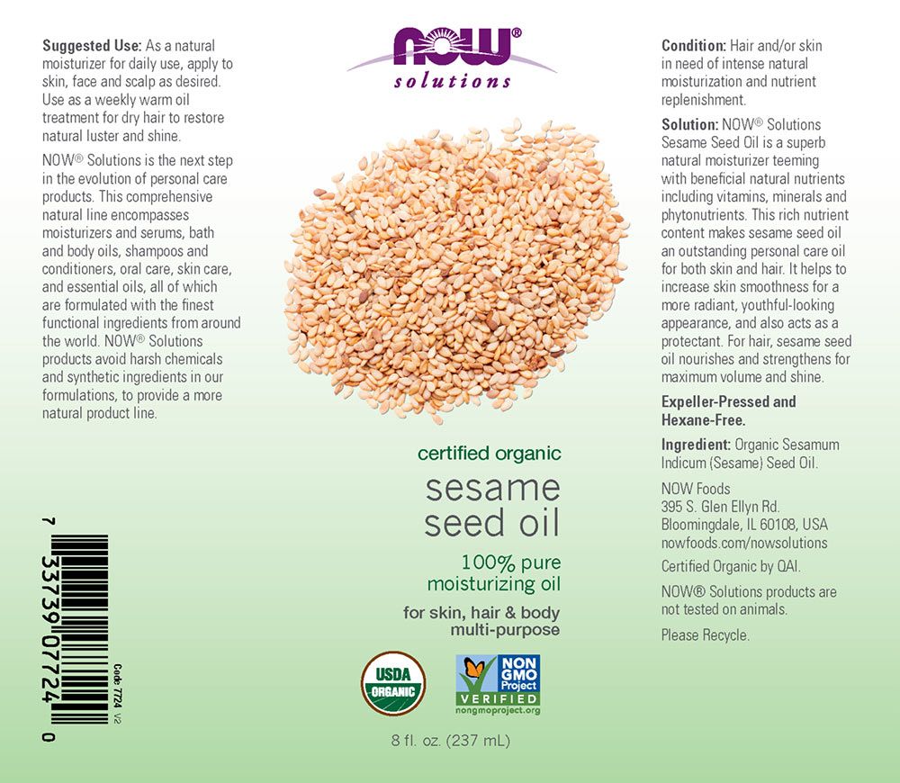 NOW - SESAME SEED OIL, ORGANIC - TERMÉSZETES SZEZÁMOLAJ - 237 ML NOW - SESAME SEED OIL, ORGANIC - TERMÉSZETES SZEZÁMOLAJ - 237 ML