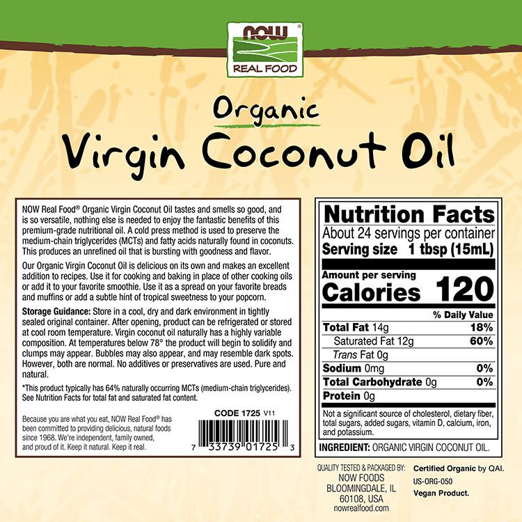 NOW - SZŰZ ORGANIKUS KÓKUSZOLAJ SÜTÉSHEZ - ORGANIC VIRGIN COCONUT OIL - 355 ML NOW - SZŰZ ORGANIKUS KÓKUSZOLAJ SÜTÉSHEZ - ORGANIC VIRGIN COCONUT OIL - 355 ML