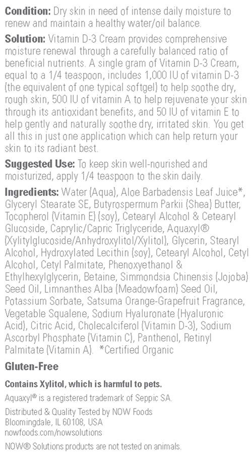 NOW - TESTÁPOLÓ KRÉM D3-VITAMINNAL - 118 ML NOW - TESTÁPOLÓ KRÉM D3-VITAMINNAL - 118 ML