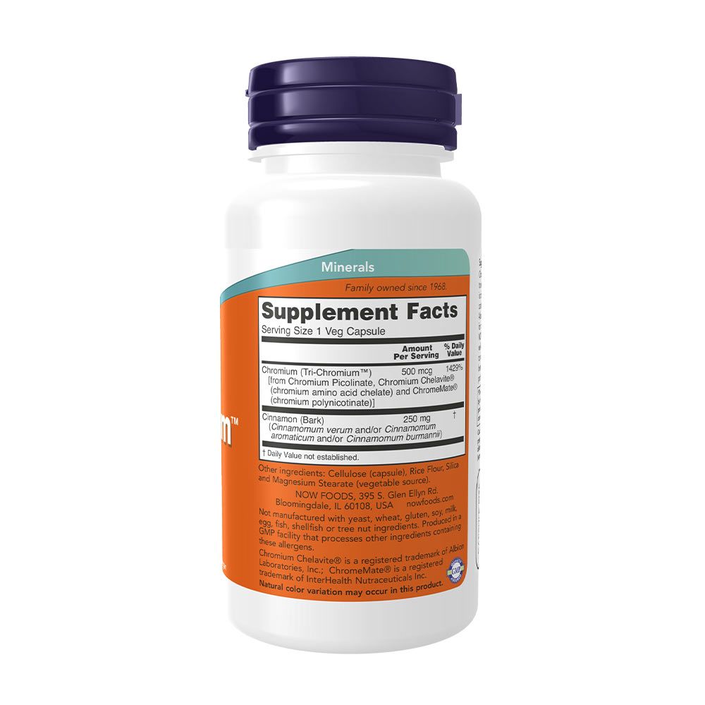 NOW - TRI-CHROMIUM WITH CINNAMON – KRÓM 500 MCG FAHÉJ KIVONATTAL - 90 KAPSZULA NOW - TRI-CHROMIUM WITH CINNAMON – KRÓM 500 MCG FAHÉJ KIVONATTAL - 90 KAPSZULA