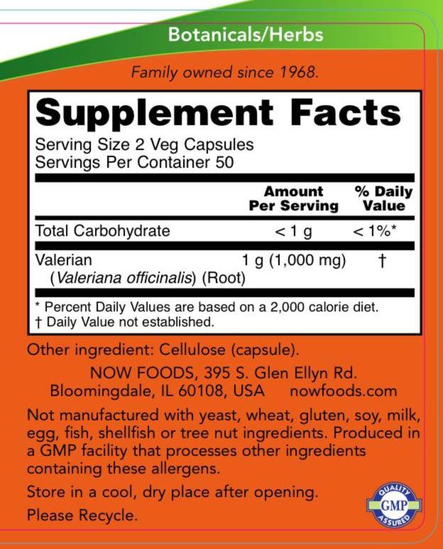 NOW - VALERIAN ROOT 500 MG - MACSKAGYÖKÉR - 100 KAPSZULA NOW - VALERIAN ROOT 500 MG - MACSKAGYÖKÉR - 100 KAPSZULA