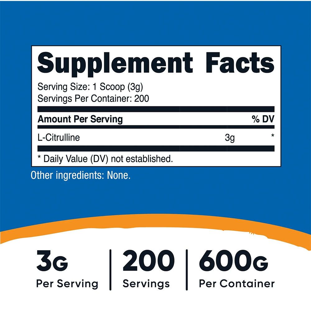 NUTRICOST - L-CITRULLINE (BASE) POR - 600 G NUTRICOST - L-CITRULLINE (BASE) POR - 600 G