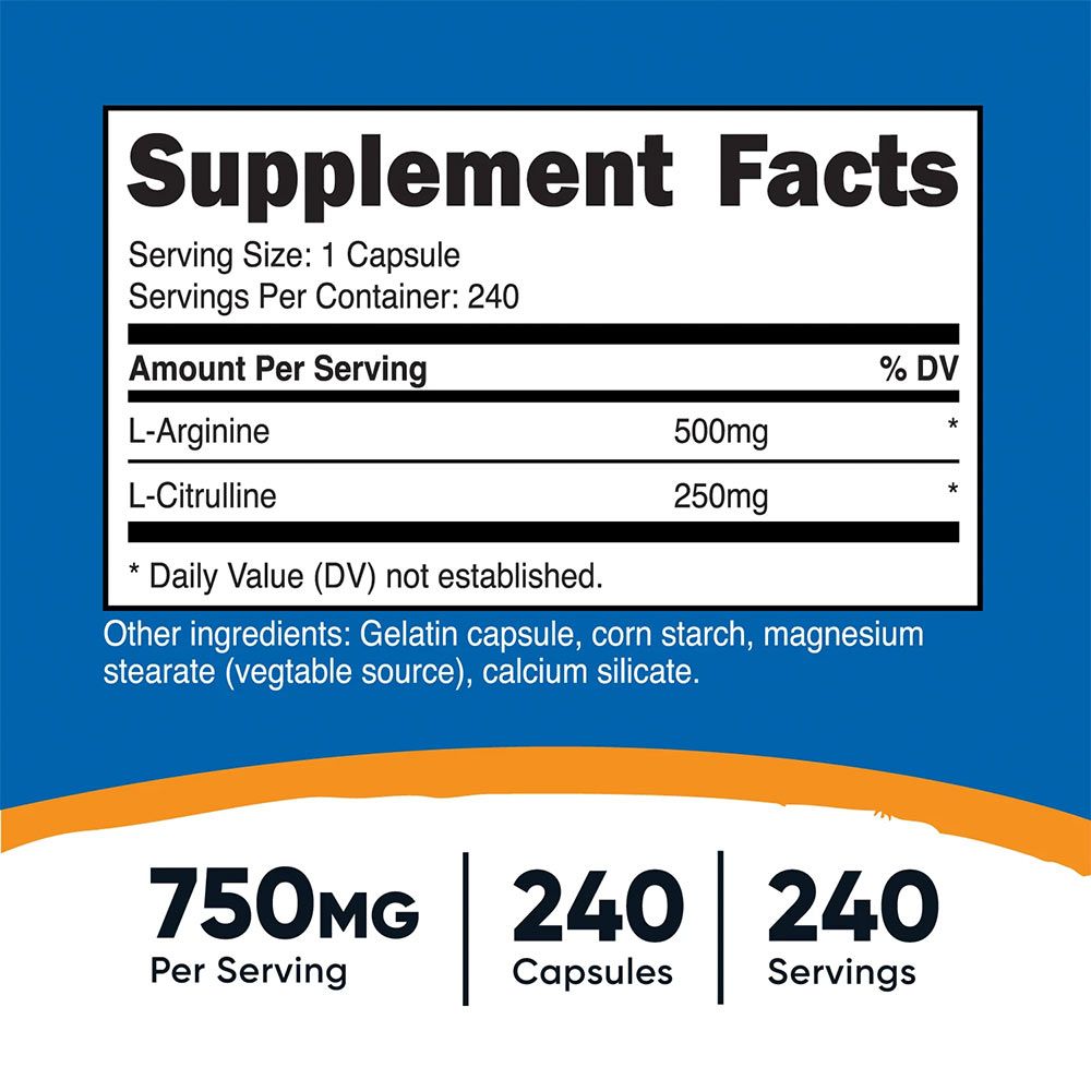 NUTRICOST - L-ARGININE L-CITRULLINE COMPLEX - 240 KAPSZULA NUTRICOST - L-ARGININE L-CITRULLINE COMPLEX - 240 KAPSZULA