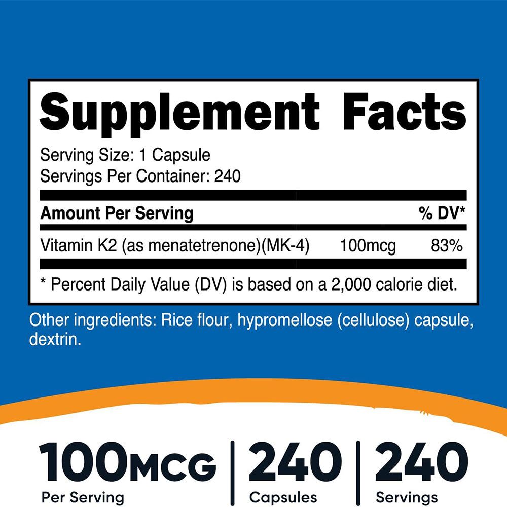 NUTRICOST - VITAMIN K2 (MK4) - 240 KAPSZULA NUTRICOST - VITAMIN K2 (MK4) - 240 KAPSZULA