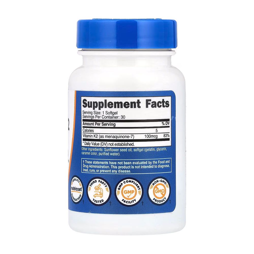 NUTRICOST - VITAMIN K2 MK-7 - 30 KAPSZULA NUTRICOST - VITAMIN K2 MK-7 - 30 KAPSZULA