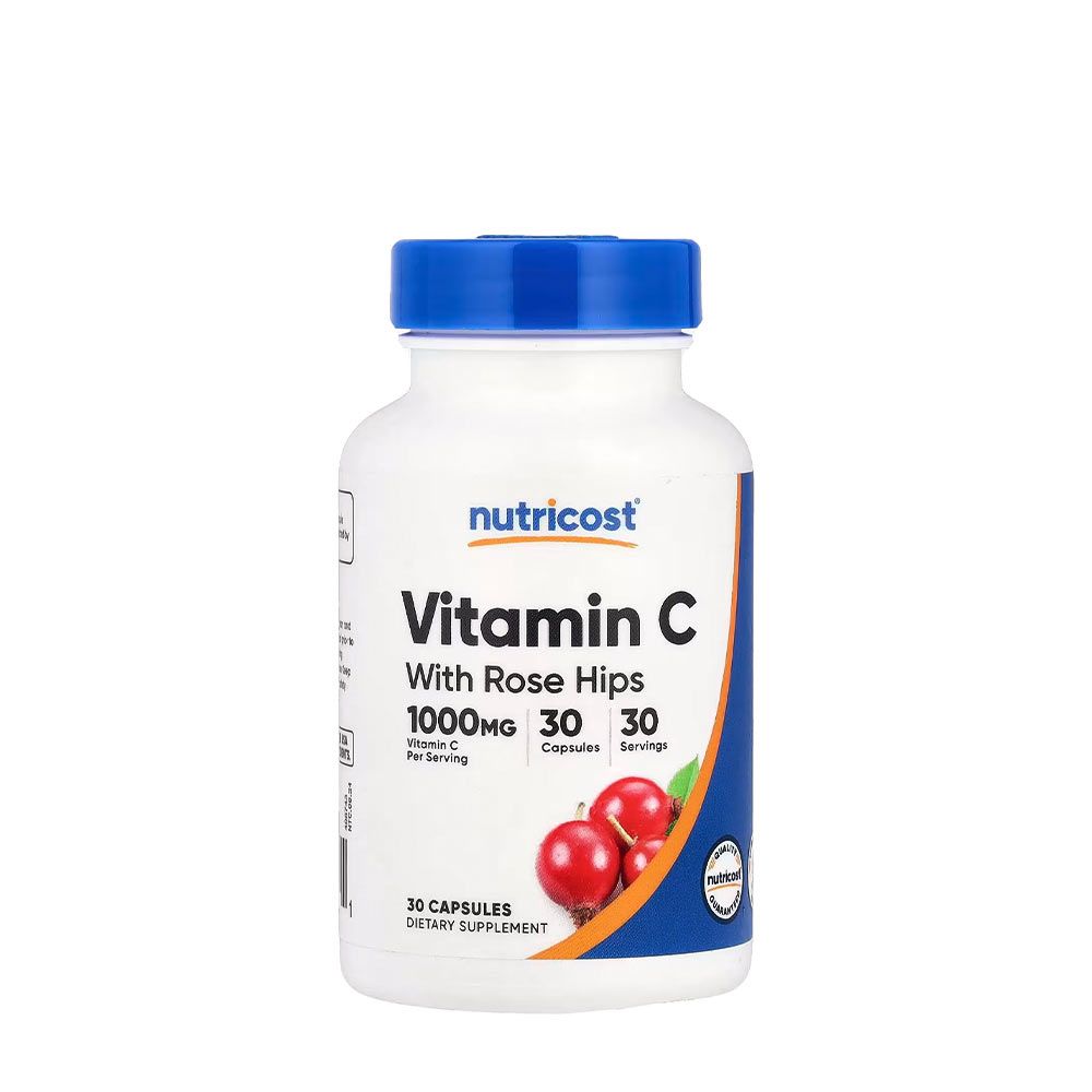 NUTRICOST - VITAMIN C WITH ROSE HIPS - C-VITAMIN CSIPKEBOGYÓVAL - 30 KAPSZULA NUTRICOST - VITAMIN C WITH ROSE HIPS - C-VITAMIN CSIPKEBOGYÓVAL - 30 KAPSZULA