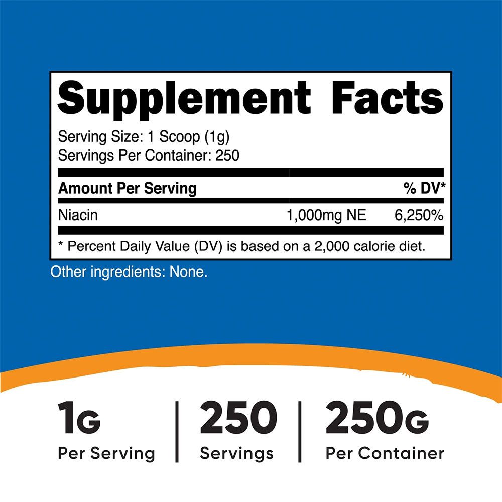 NUTRICOST - VITAMIN B3 NIACIN - 250 G NUTRICOST - VITAMIN B3 NIACIN - 250 G