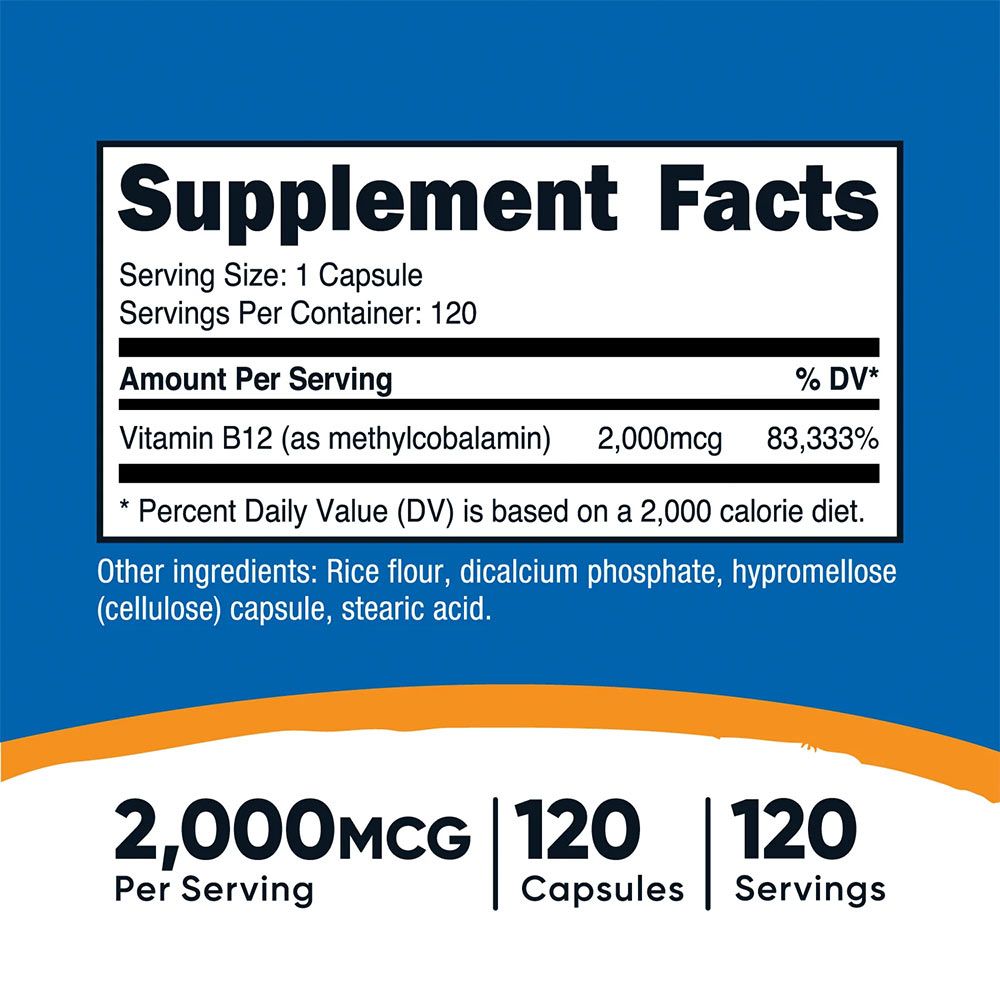 NUTRICOST - VITAMIN B12 2000 MCG - 120 KAPSZULA NUTRICOST - VITAMIN B12 2000 MCG - 120 KAPSZULA