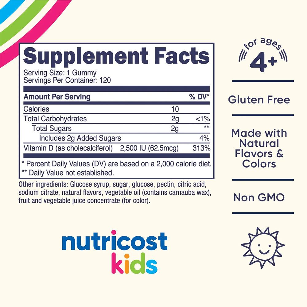 NUTRICOST - KIDS VITAMIN D3 GUMMIES - ERDEI BOGYÓS MIX ÍZŰ - 120 GUMICUKOR NUTRICOST - KIDS VITAMIN D3 GUMMIES - ERDEI BOGYÓS MIX ÍZŰ - 120 GUMICUKOR