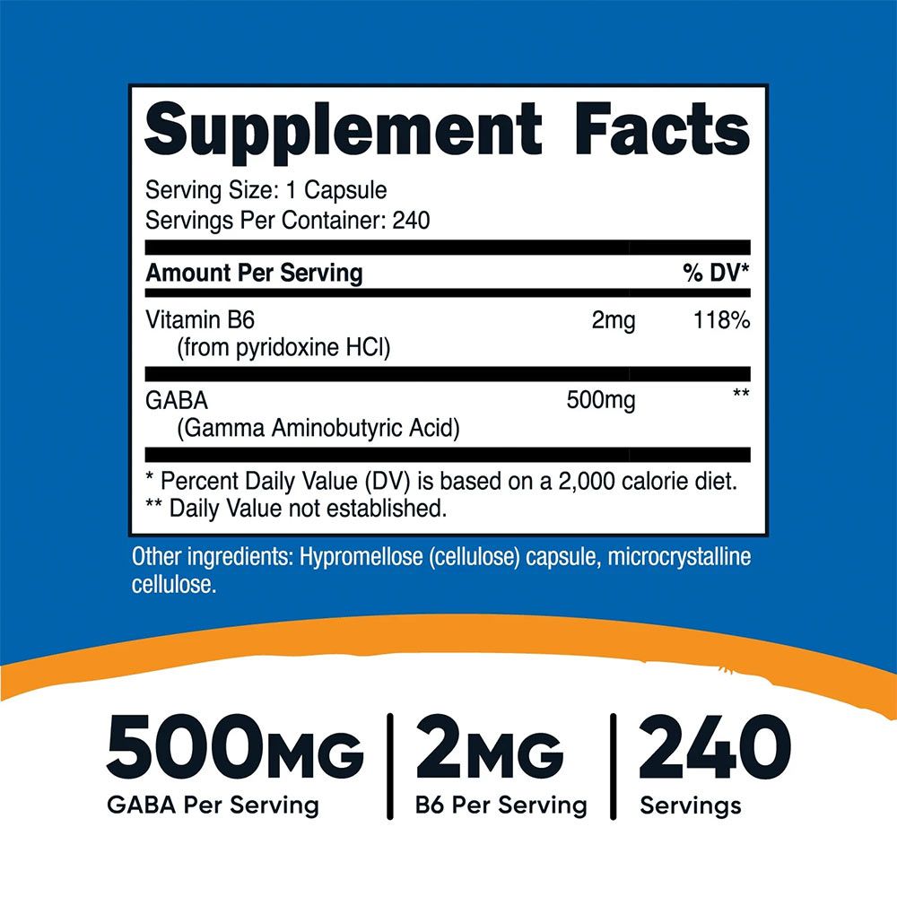 NUTRICOST - GABA + B6 500 MG - 240 KAPSZULA NUTRICOST - GABA + B6 500 MG - 240 KAPSZULA
