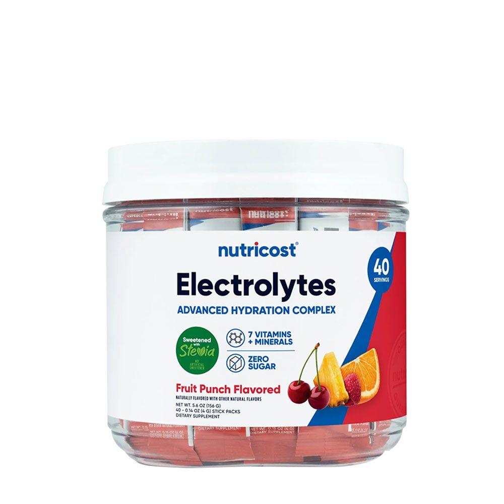 NUTRICOST - ELECTROLYTES HYDRATION STICK PACKS - GYÜMÖLCSPUNCS ÍZŰ - 156 G NUTRICOST - ELECTROLYTES HYDRATION STICK PACKS - GYÜMÖLCSPUNCS ÍZŰ - 156 G