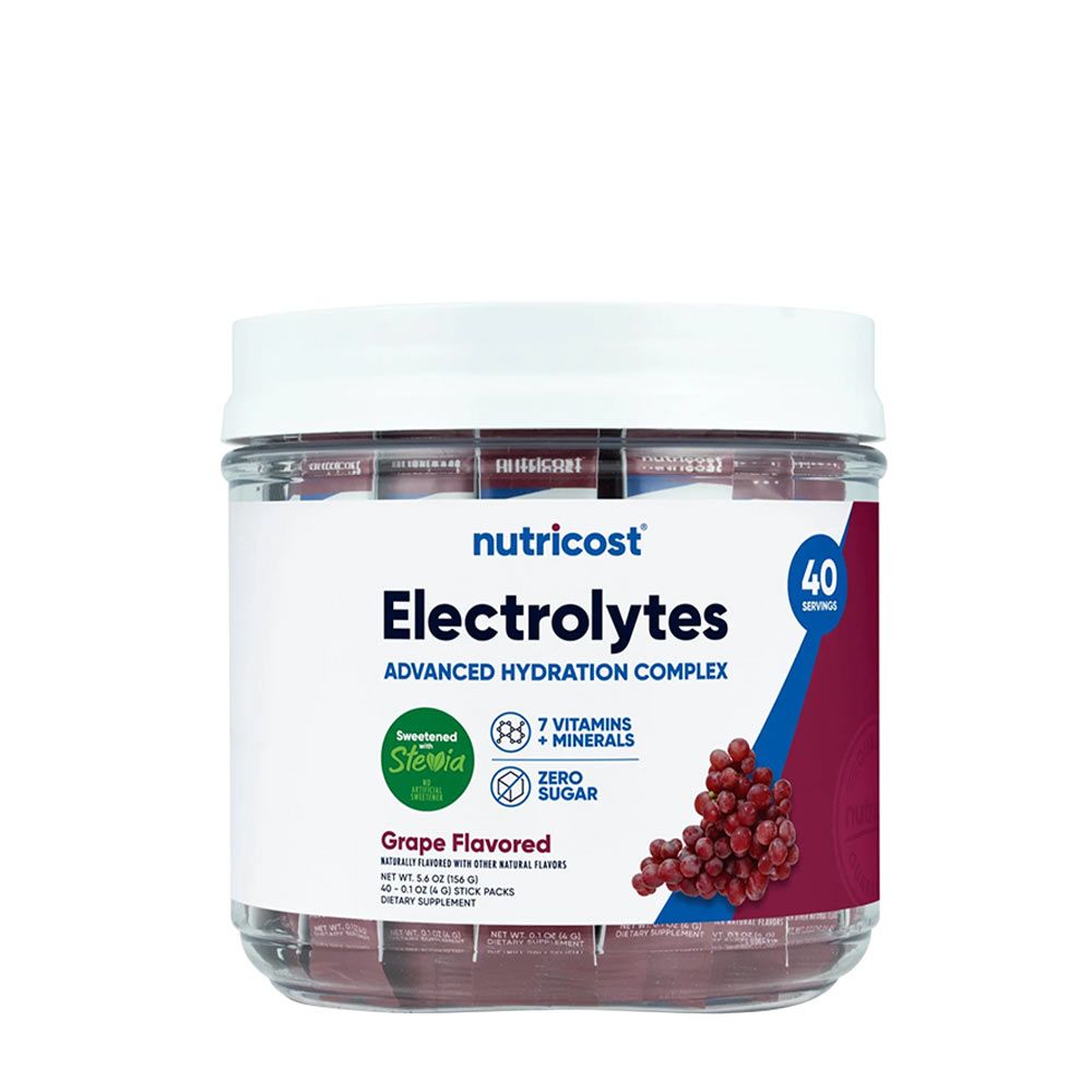 NUTRICOST - ELECTROLYTES HYDRATION STICK PACKS - SZŐLŐ ÍZŰ - 156 G NUTRICOST - ELECTROLYTES HYDRATION STICK PACKS - SZŐLŐ ÍZŰ - 156 G