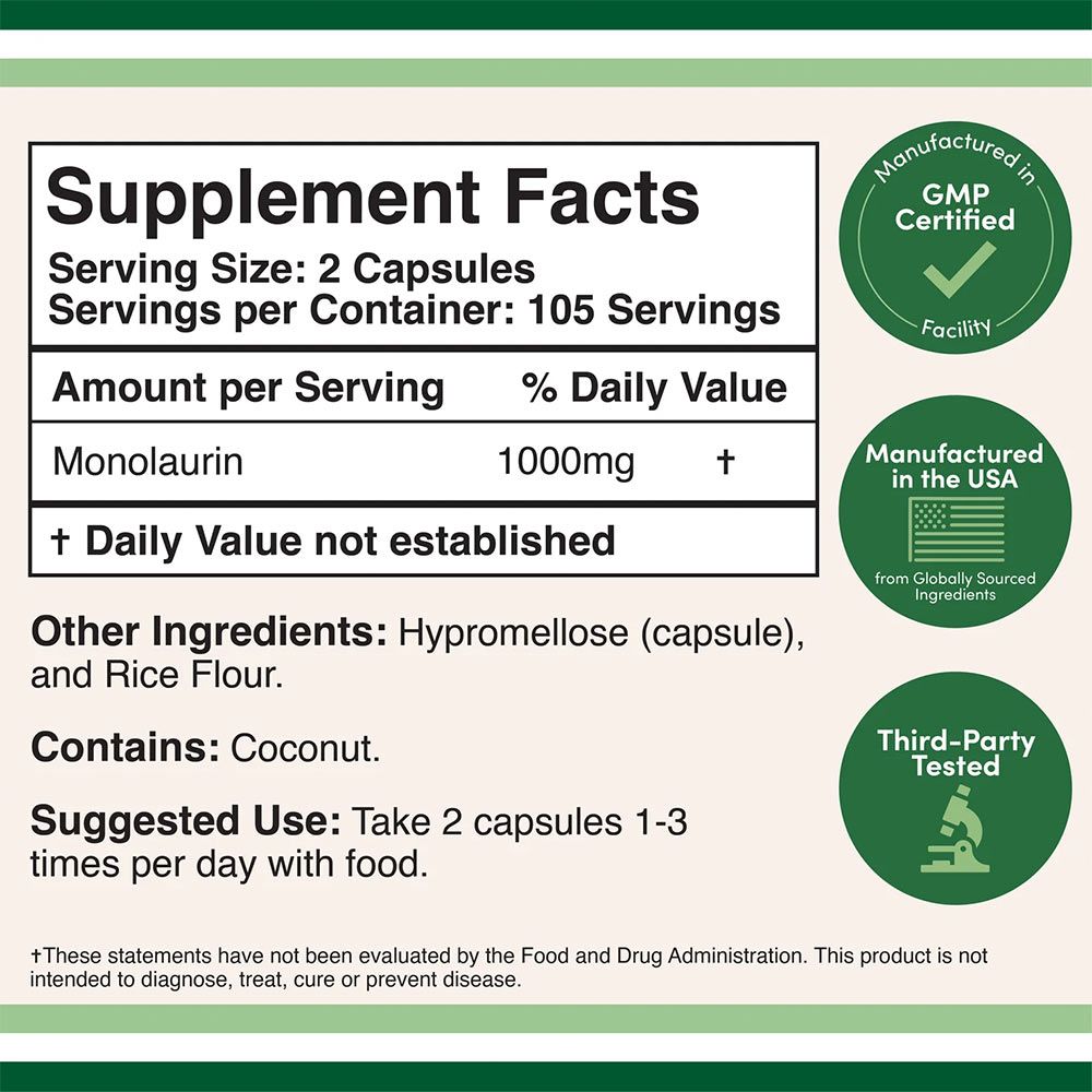 DOUBLE WOOD SUPPLEMENTS - MONOLAURIN - 210 KAPSZULA DOUBLE WOOD SUPPLEMENTS - MONOLAURIN - 210 KAPSZULA