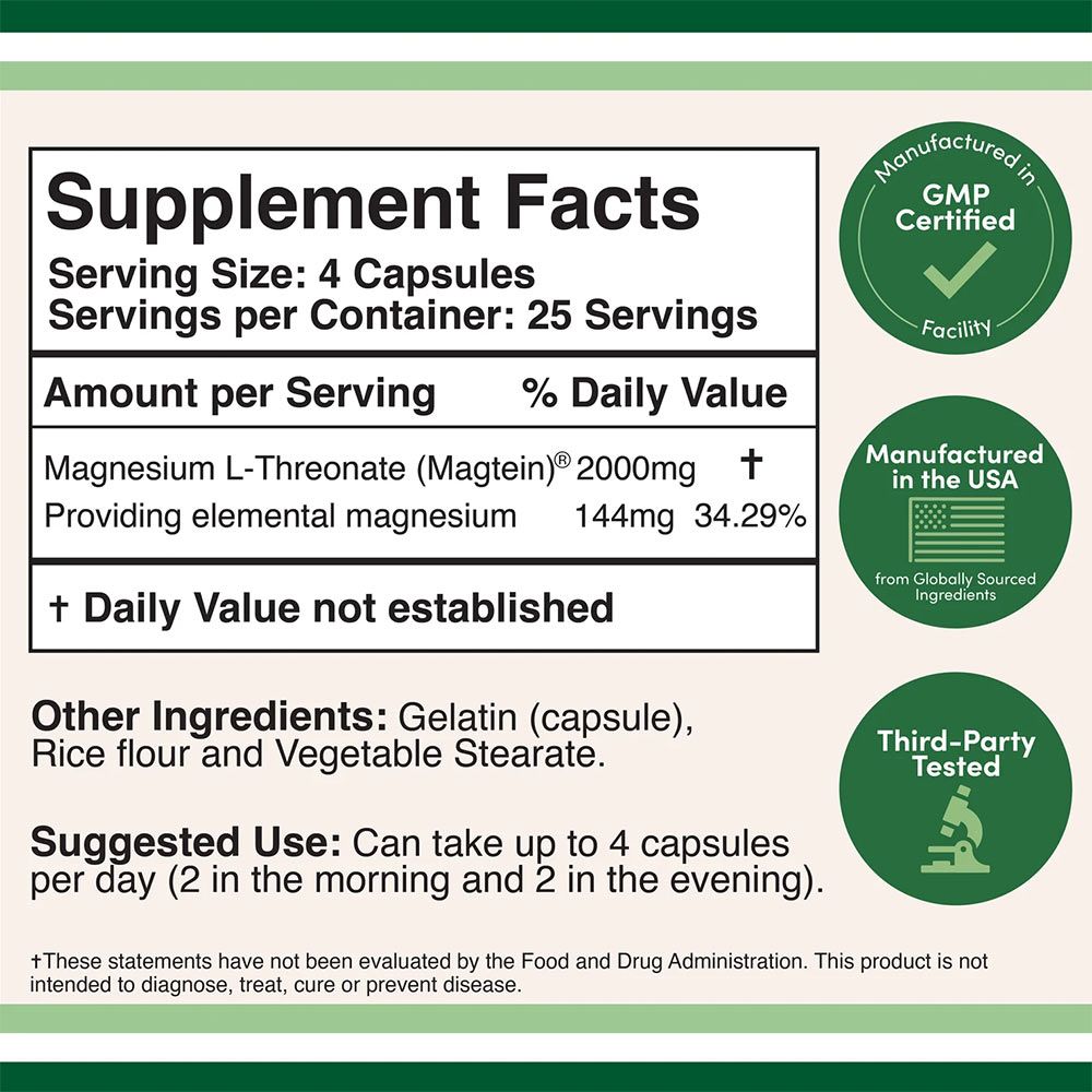 DOUBLE WOOD SUPPLEMENTS - MAGNESIUM L-THREONATE (MAGTEIN) - 100 KAPSZULA DOUBLE WOOD SUPPLEMENTS - MAGNESIUM L-THREONATE (MAGTEIN) - 100 KAPSZULA
