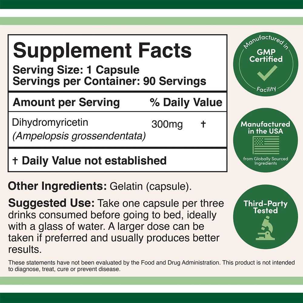 DOUBLE WOOD SUPPLEMENTS - DIHYDROMYRICETIN DHM - 90 KAPSZULA DOUBLE WOOD SUPPLEMENTS - DIHYDROMYRICETIN DHM - 90 KAPSZULA
