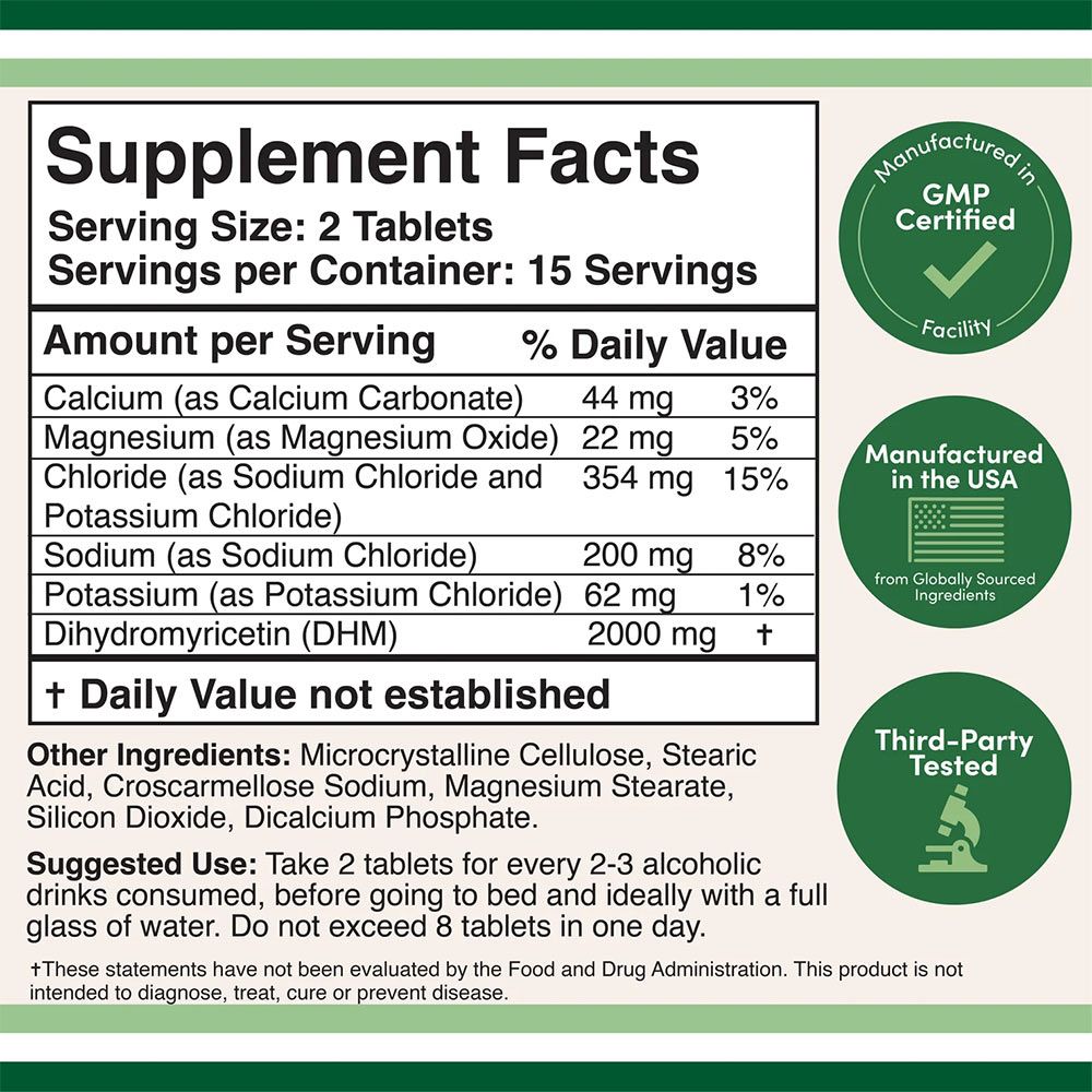 DOUBLE WOOD SUPPLEMENTS - DHM 1000 - 30 TABLETTA DOUBLE WOOD SUPPLEMENTS - DHM 1000 - 30 TABLETTA