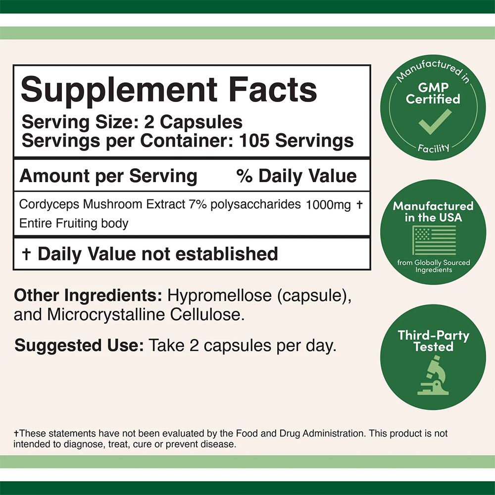 DOUBLE WOOD SUPPLEMENTS - CORDYCEPS MUSHROOM EXTRACT - 210 KAPSZULA DOUBLE WOOD SUPPLEMENTS - CORDYCEPS MUSHROOM EXTRACT - 210 KAPSZULA