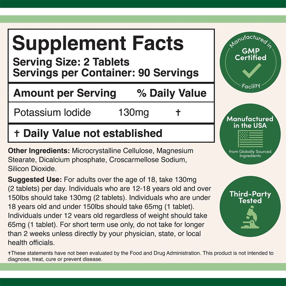 DOUBLE WOOD SUPPLEMENTS - POTASSIUM IODIDE - 180 TABLETTA DOUBLE WOOD SUPPLEMENTS - POTASSIUM IODIDE - 180 TABLETTA