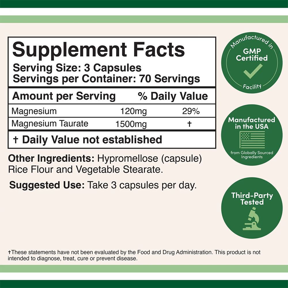 DOUBLE WOOD SUPPLEMENTS - MAGNESIUM TAURATE - 210 KAPSZULA DOUBLE WOOD SUPPLEMENTS - MAGNESIUM TAURATE - 210 KAPSZULA