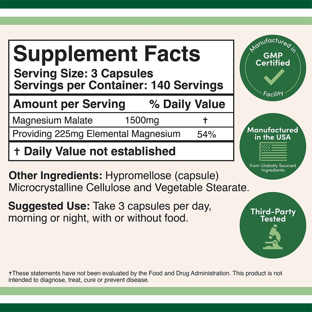 DOUBLE WOOD SUPPLEMENTS - MAGNESIUM MALATE - 420 KAPSZULA DOUBLE WOOD SUPPLEMENTS - MAGNESIUM MALATE - 420 KAPSZULA